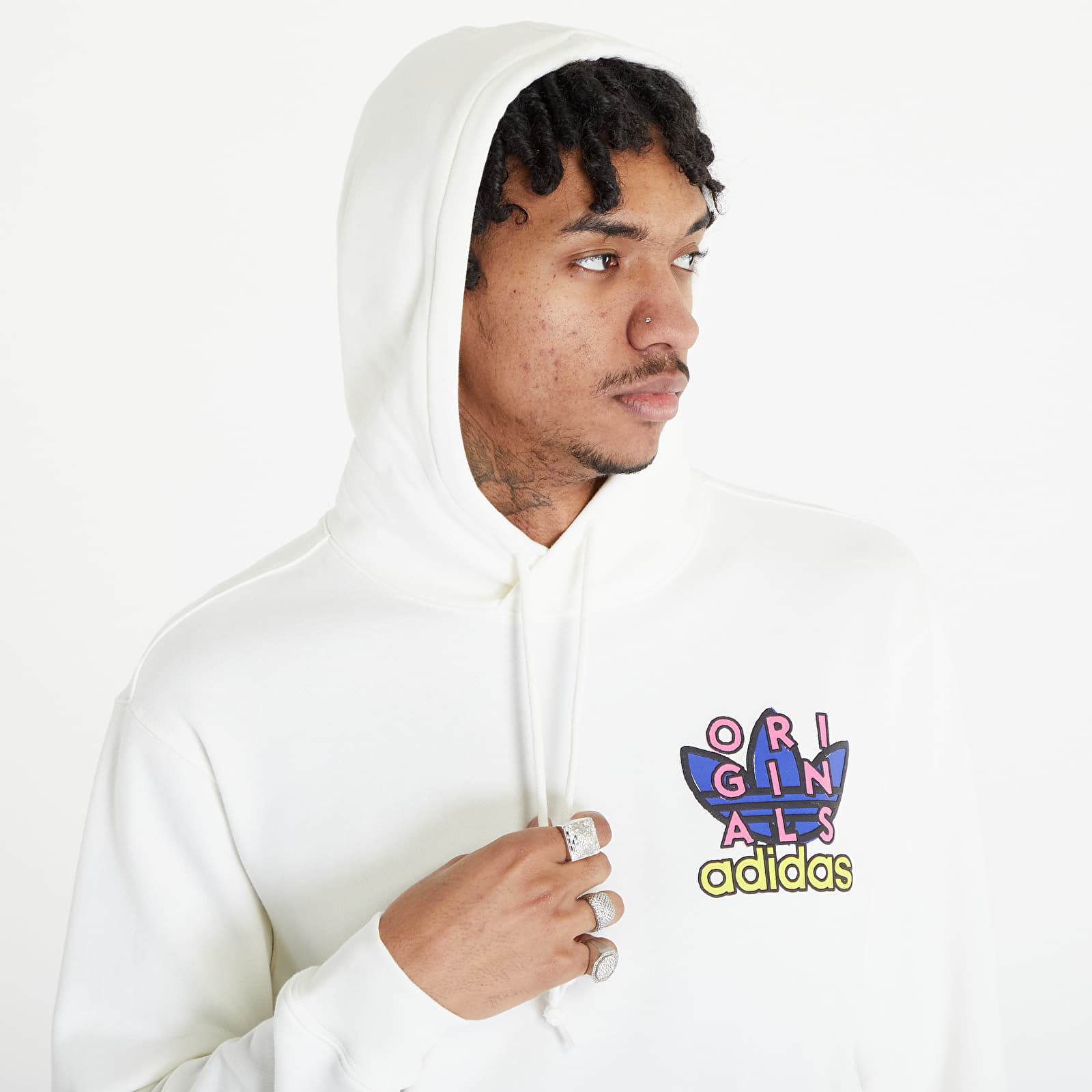 Džemperiai su gobtuvais ir džemperiai adidas Trefoil Hood 1 Off White