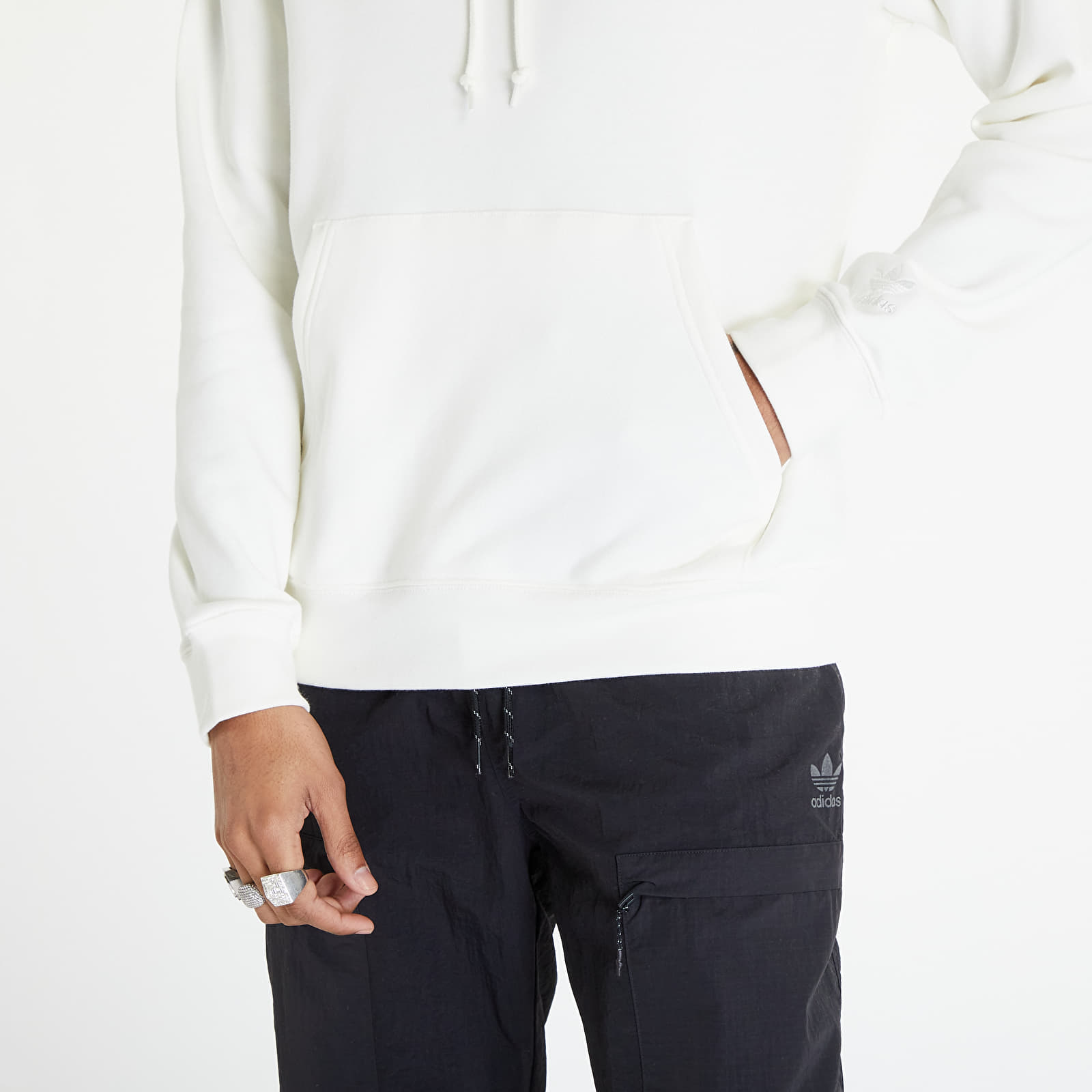 Džemperiai su gobtuvais ir džemperiai adidas Trefoil Hood 1 Off White