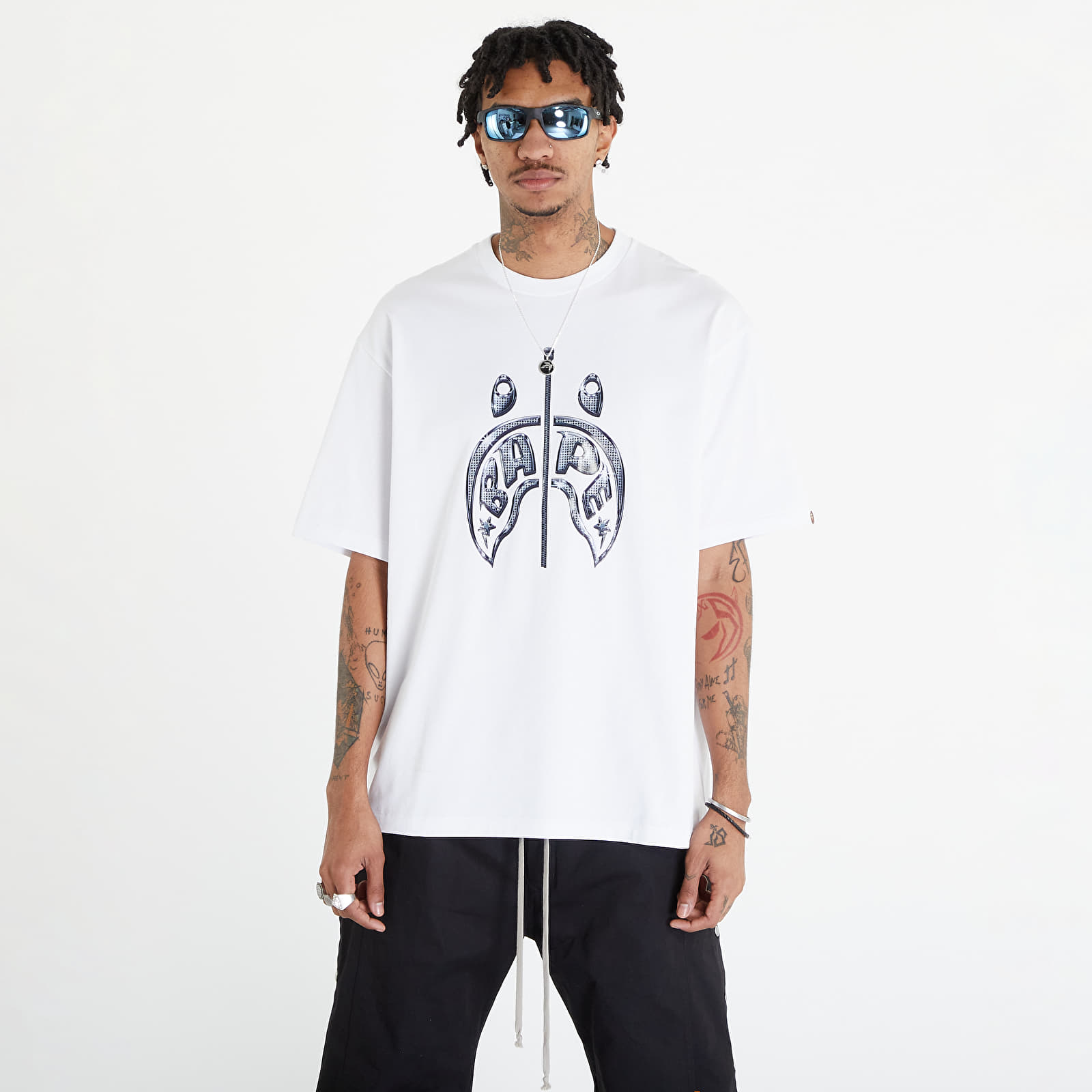 Camisetas A BATHING APE Mad Shark Photo Print Relaxed Fit Tee White