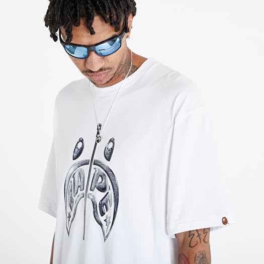 T shirts A BATHING APE Mad Shark Photo Print Relaxed Fit Tee White