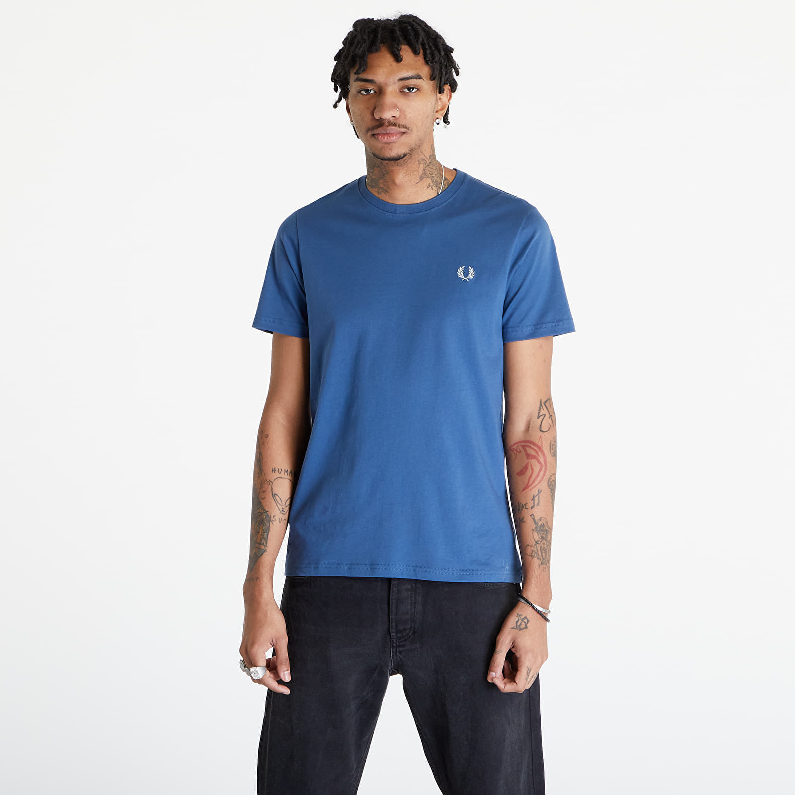FRED PERRY - crew neck t-shirt midnight blue/ light ice