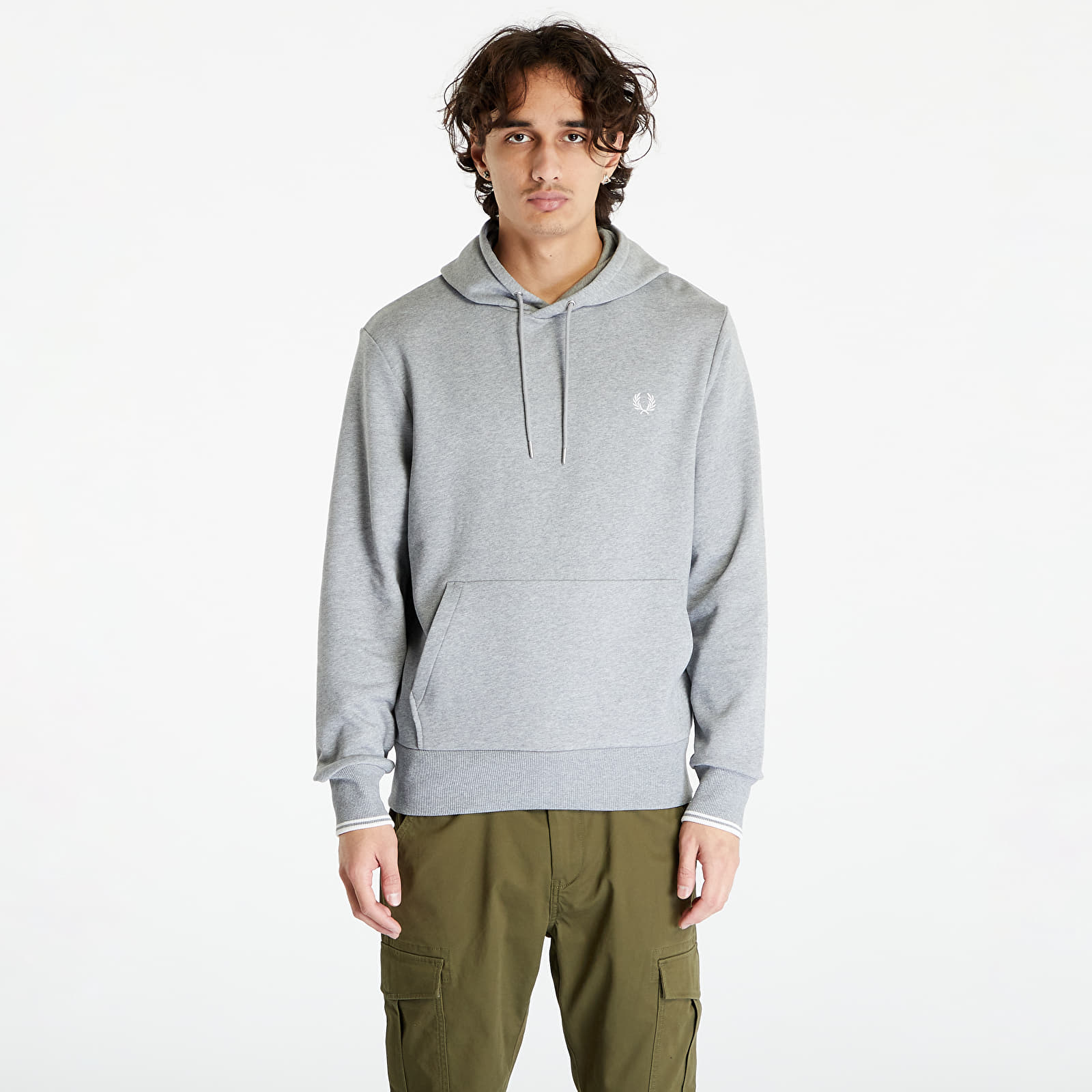 Bluzy FRED PERRY Tipped Hooded Sweatshirt Steel Marl