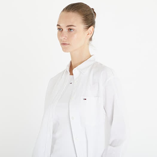 Shirts Tommy Jeans Solid Linen Blend Shirt White Footshop