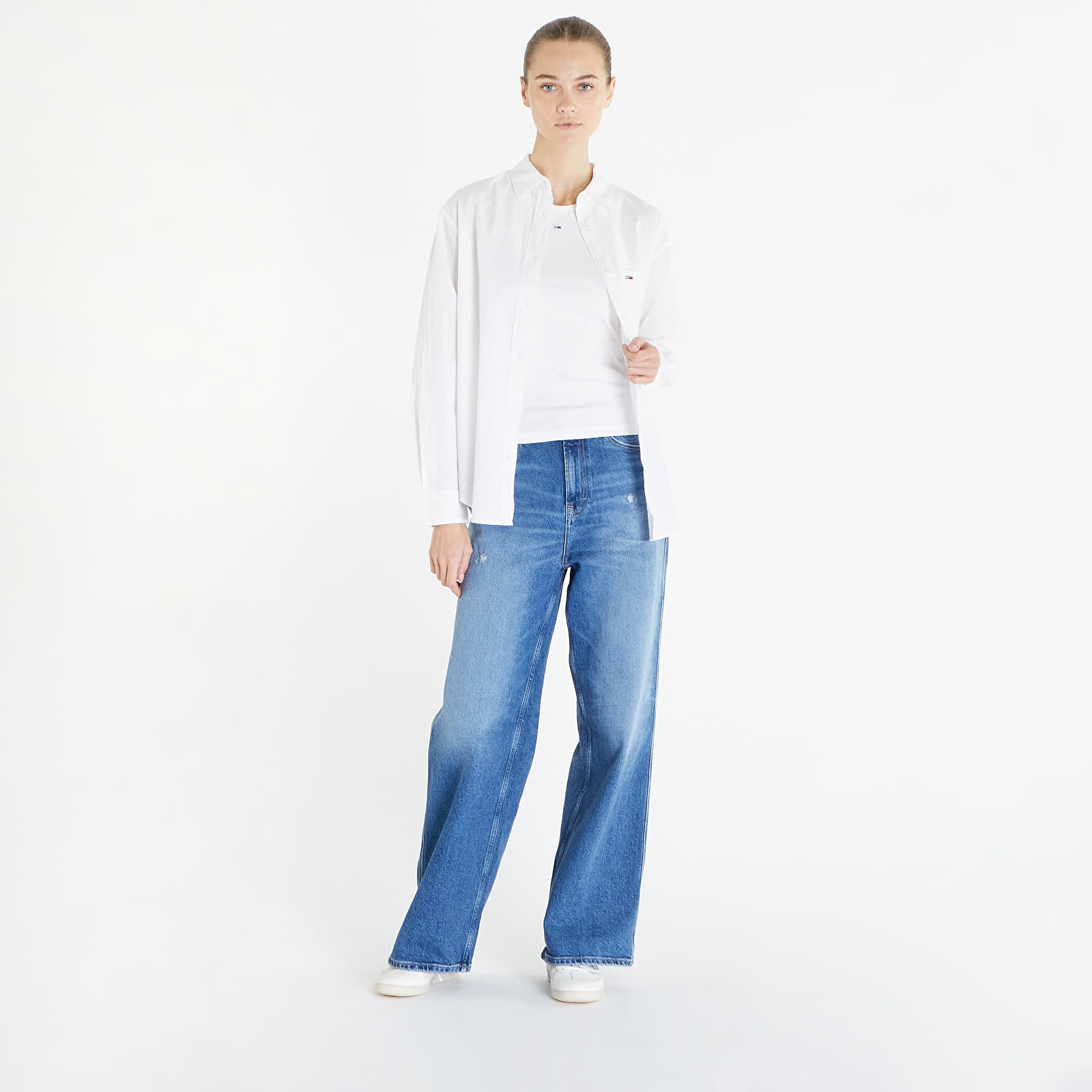Shirts Tommy Jeans Solid Linen Blend Shirt White