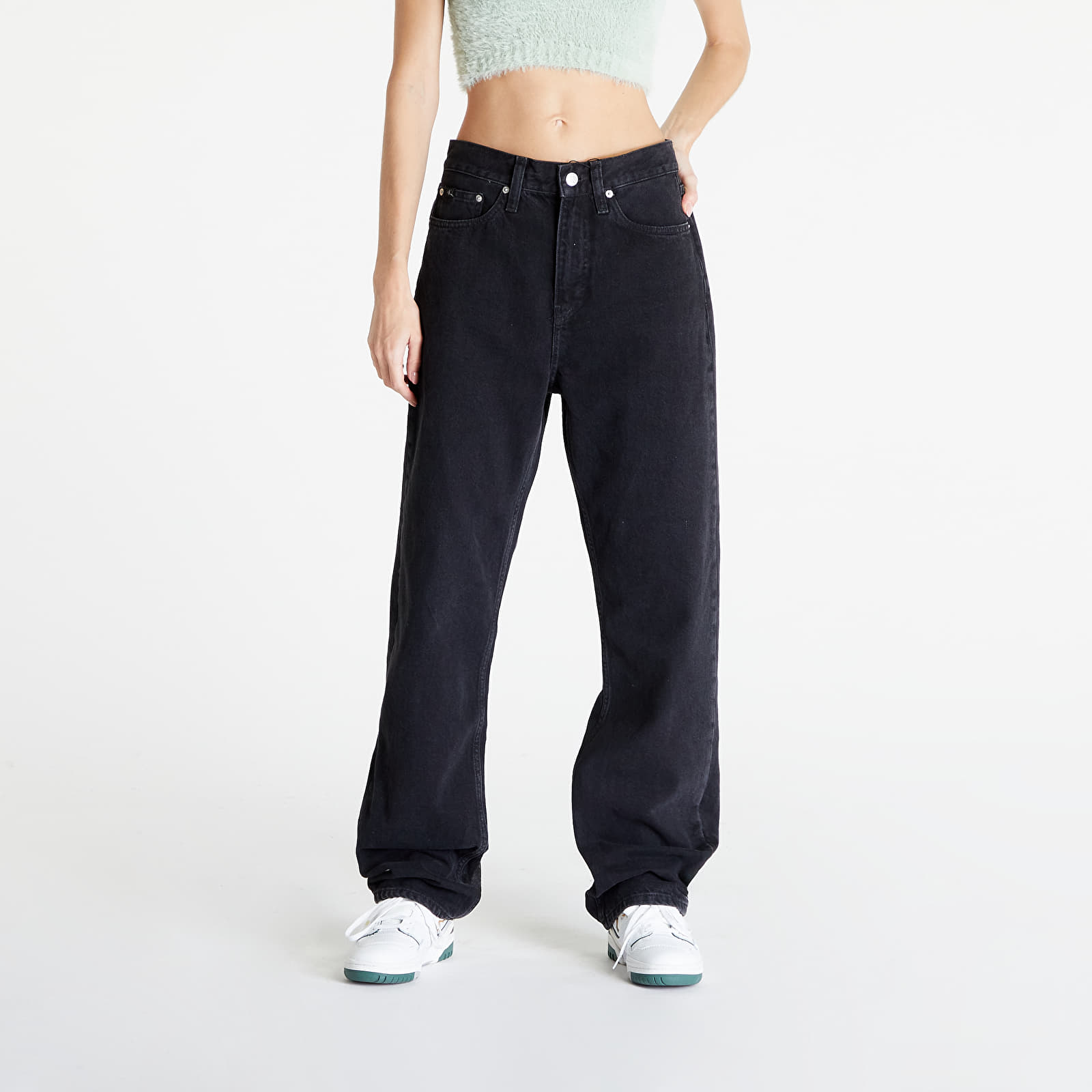 Τζιν Calvin Klein Jeans High Rise Straight Jeans Denim Black