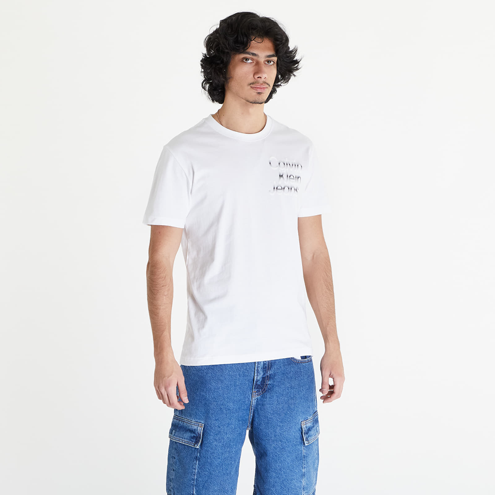 Тениски Calvin Klein Jeans Diffused Stacked Short Sleeve Tee Bright White
