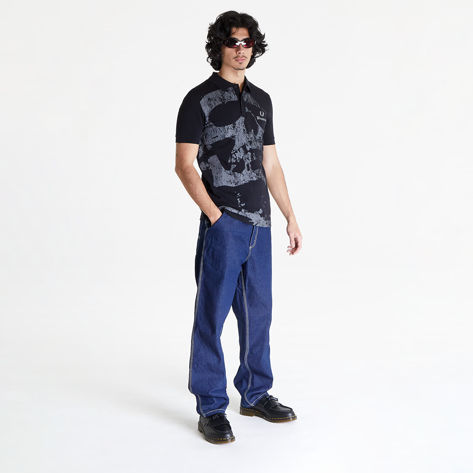 Męskie Ubrania FRED PERRY x PLEASURES Skull Shirt Black