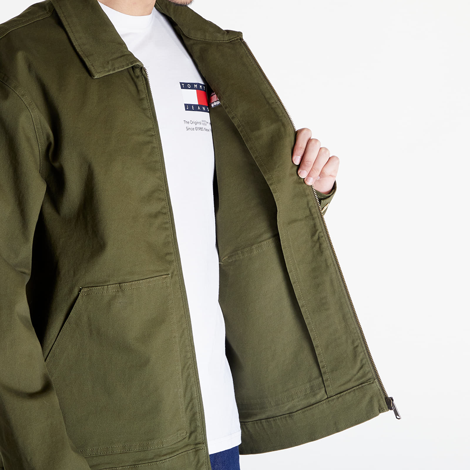 Jacken Tommy Jeans Regular Cotton Jacket Drab Olive Green