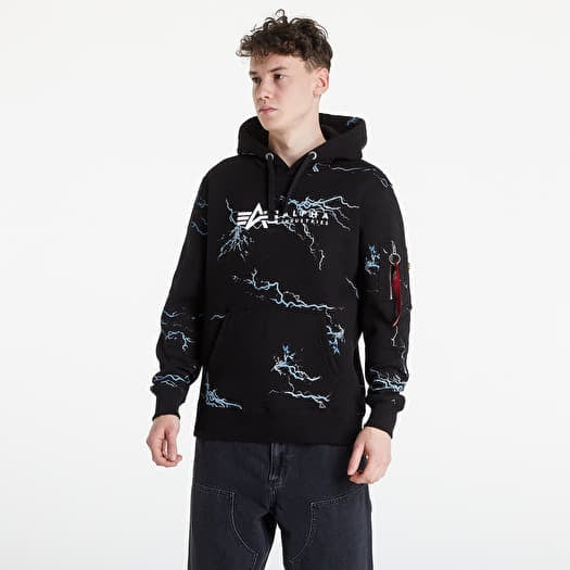 Hoodies and sweatshirts Alpha Industries Lightning AOP Hoody Black Footshop