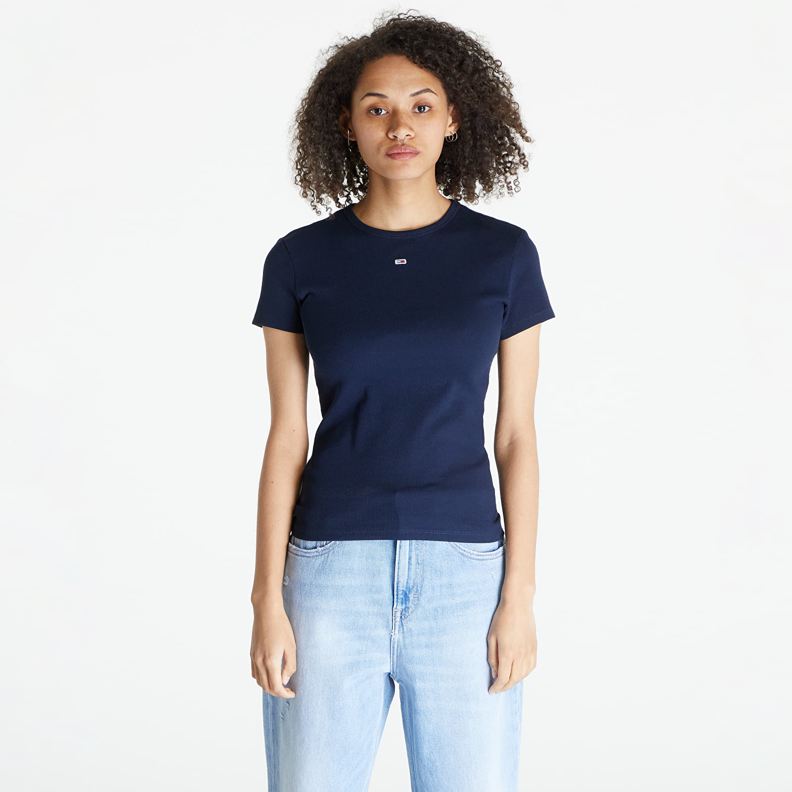 T-shirts Tommy Jeans Slim Essential Rib Short Sleeve Tee Dark Night Navy