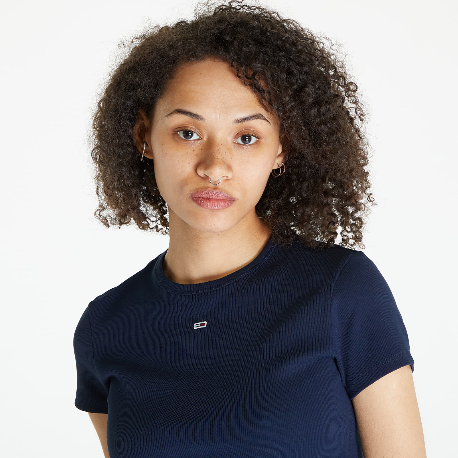 T-shirts Tommy Jeans Slim Essential Rib Short Sleeve Tee Dark Night Navy