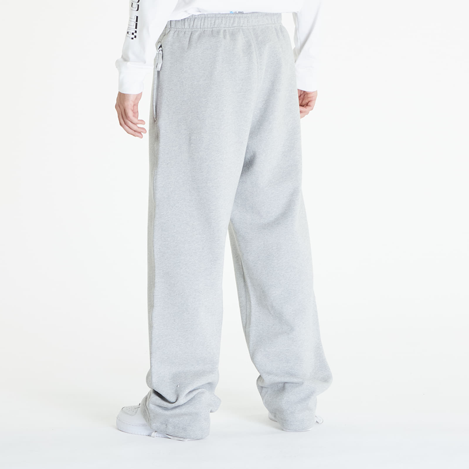 Jogginghosen Nike Solo Swoosh Men's Open-Hem Brushed-Back Fleece Pants Dk Grey Heather/ White