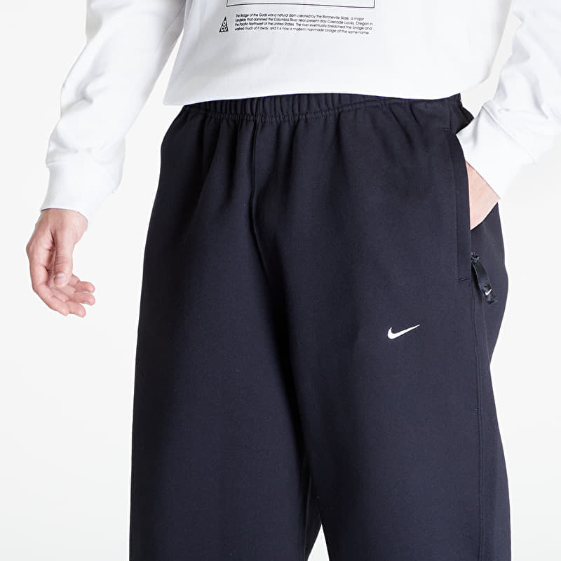 Nike Solo Swoosh Men's Open-Hem Brushed-Back Fleece Pants Black