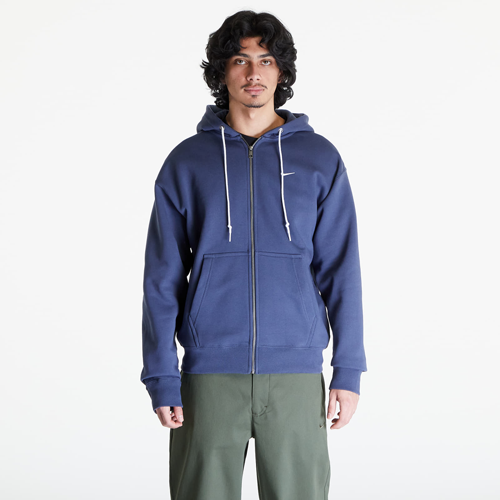 Kapucnis pulóverek és pulcsik Nike Solo Swoosh Men's Full-Zip Hoodie Thunder Blue/ White