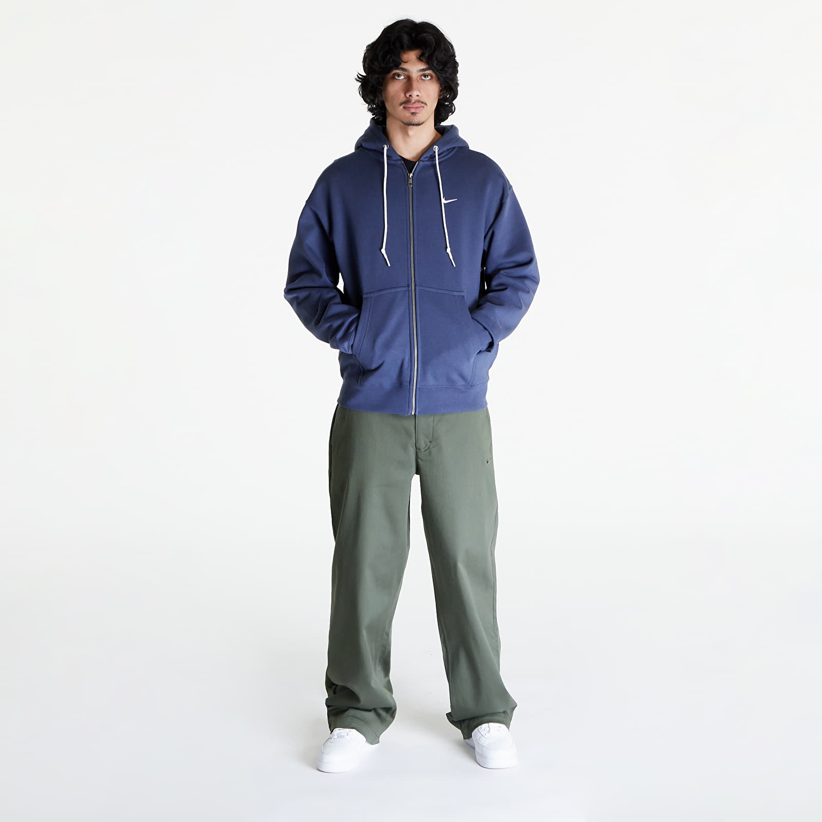 Kapucnis pulóverek és pulcsik Nike Solo Swoosh Men's Full-Zip Hoodie Thunder Blue/ White