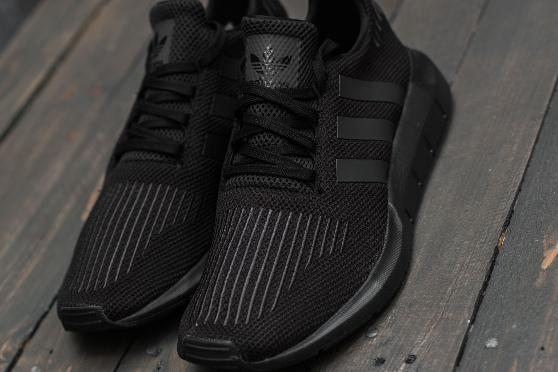 Adidas swift run sale black on feet
