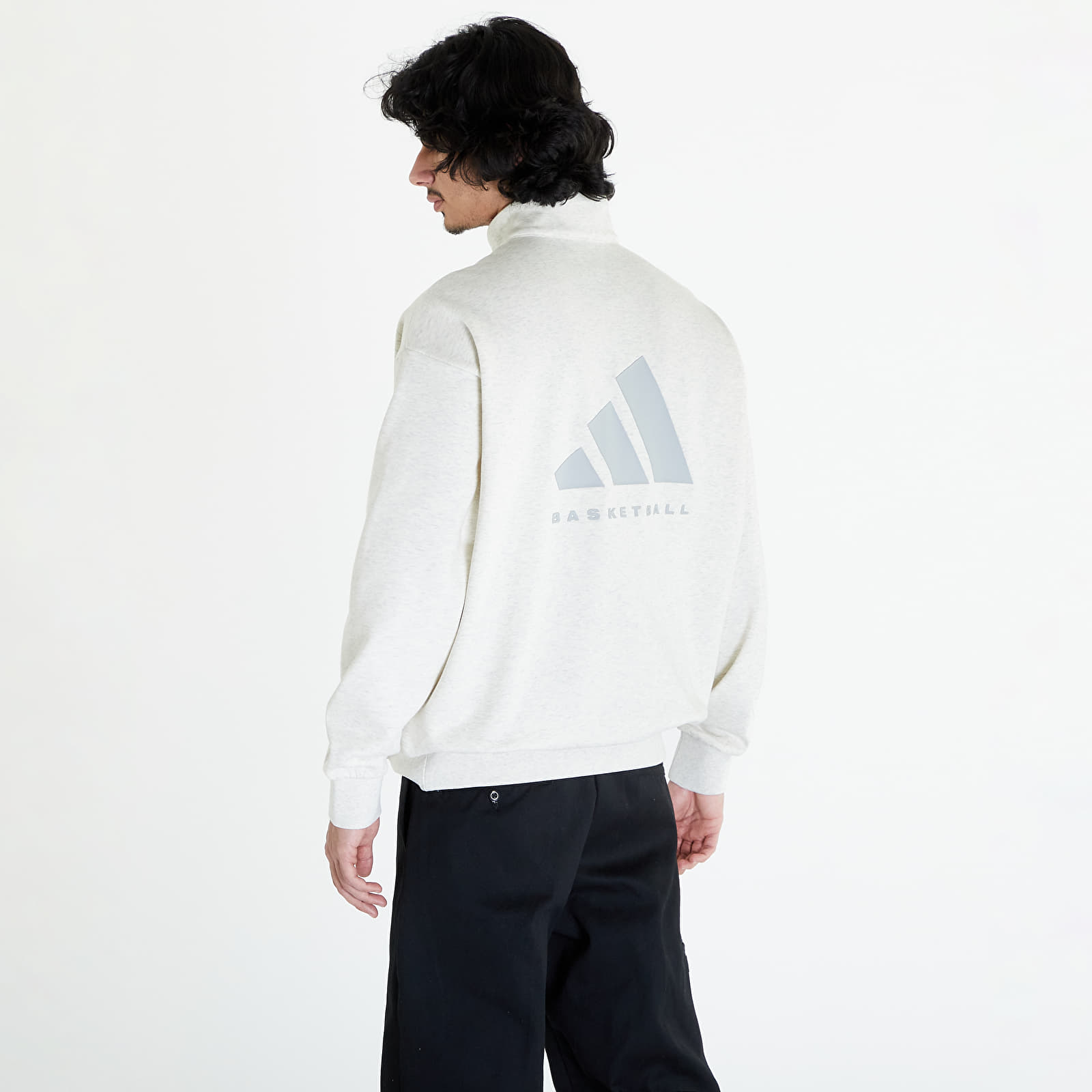Kapucnis pulóverek és pulcsik adidas Adi Basketball 1/2 Zip Sweatshirt UNISEX Cream White Melange