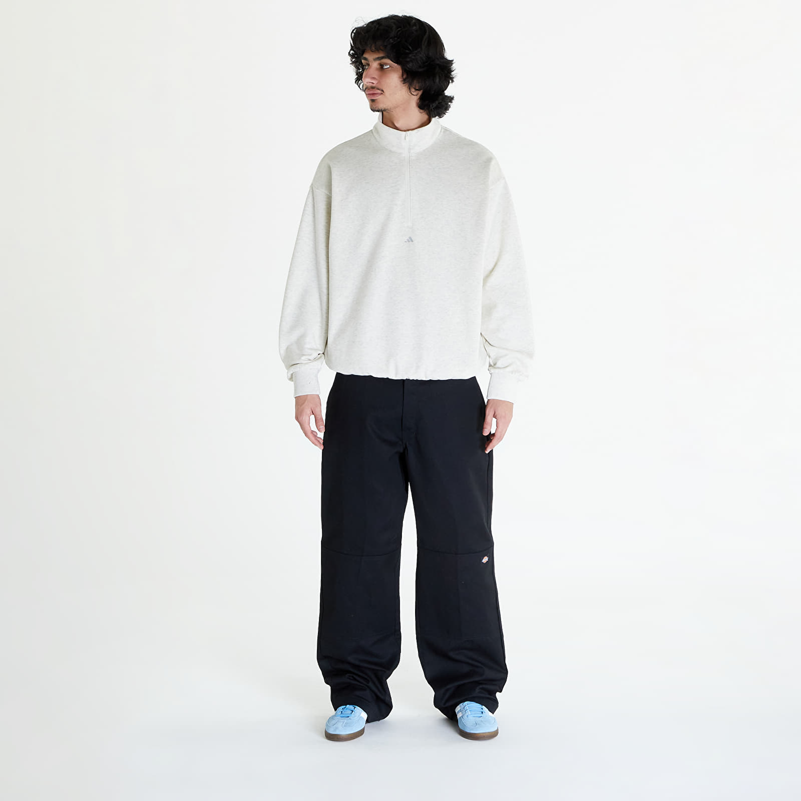 Kapucnis pulóverek és pulcsik adidas Adi Basketball 1/2 Zip Sweatshirt UNISEX Cream White Melange