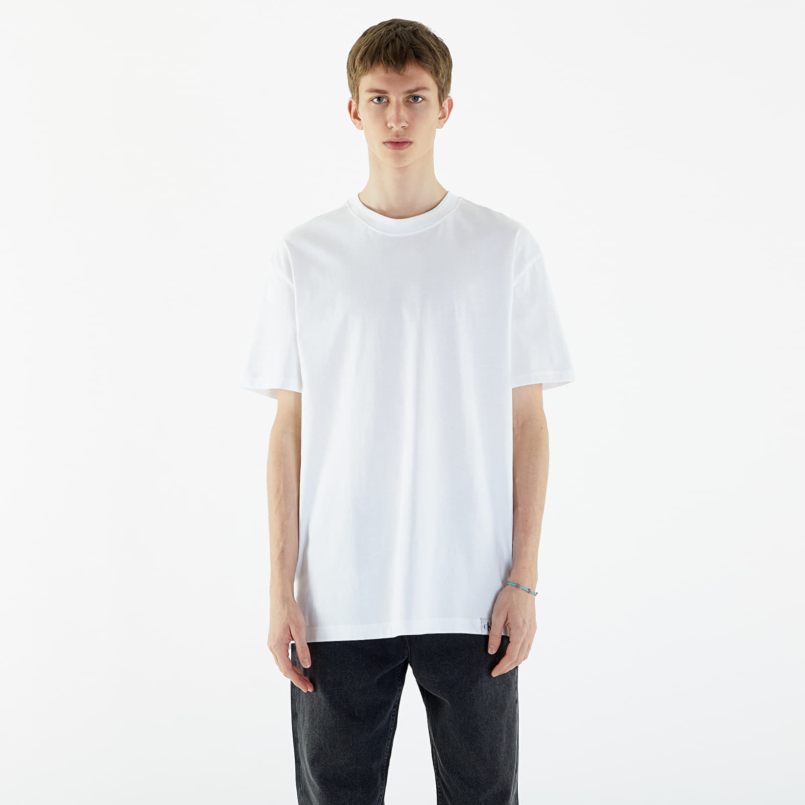 T-paidat Calvin Klein Jeans Long Relaxed Cotton T-Shirt Bright White