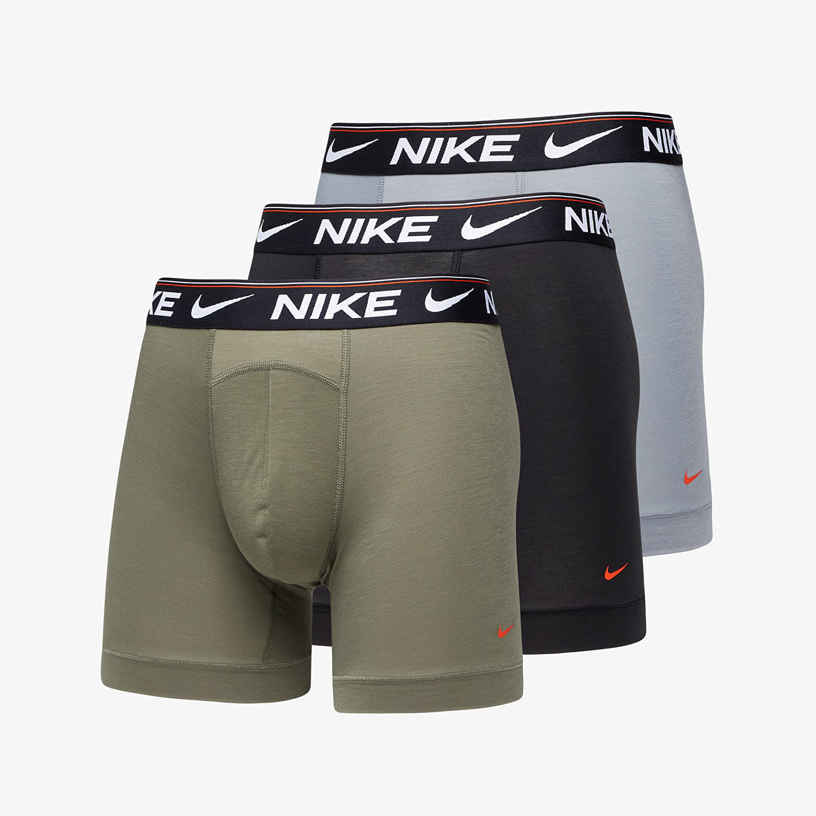 Levně Nike Dri-FIT Ultra Comfort Boxer Brief 3-Pack Cool Grey/ Medium Olive/ Black