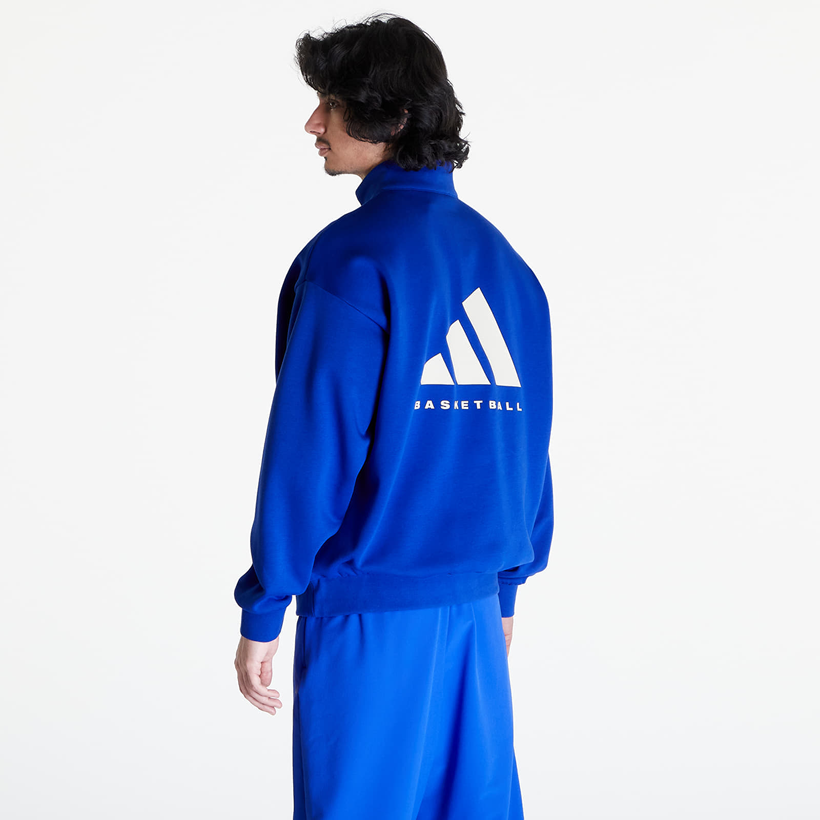 Mikina adidas Adicolor Basketball 1/2 Zip Hoodie UNISEX Lucid Blue XL.