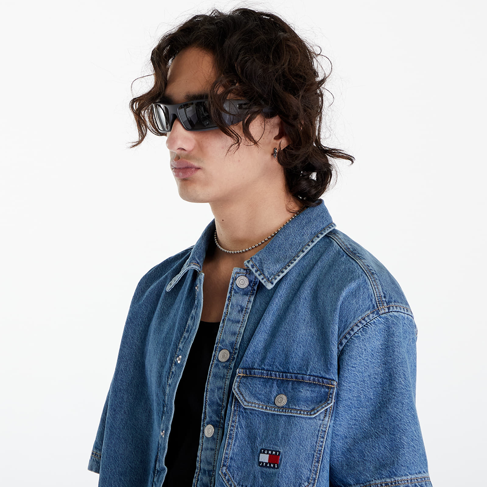 Shirts Tommy Jeans Denim Short Sleeve Overshirt Mid Indigo