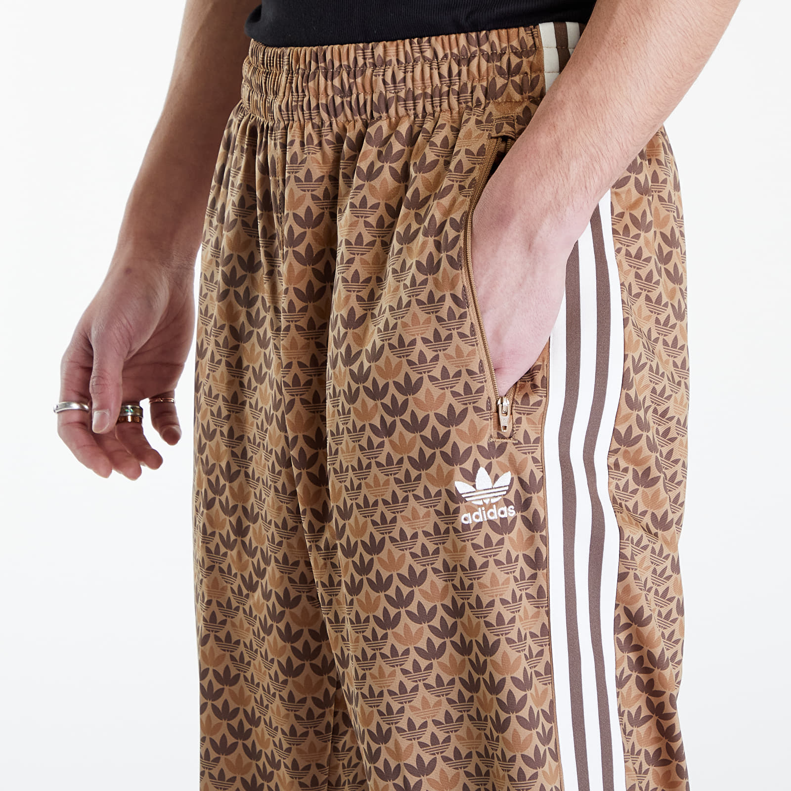 adidas Originals all over leopard print legging shorts in brown