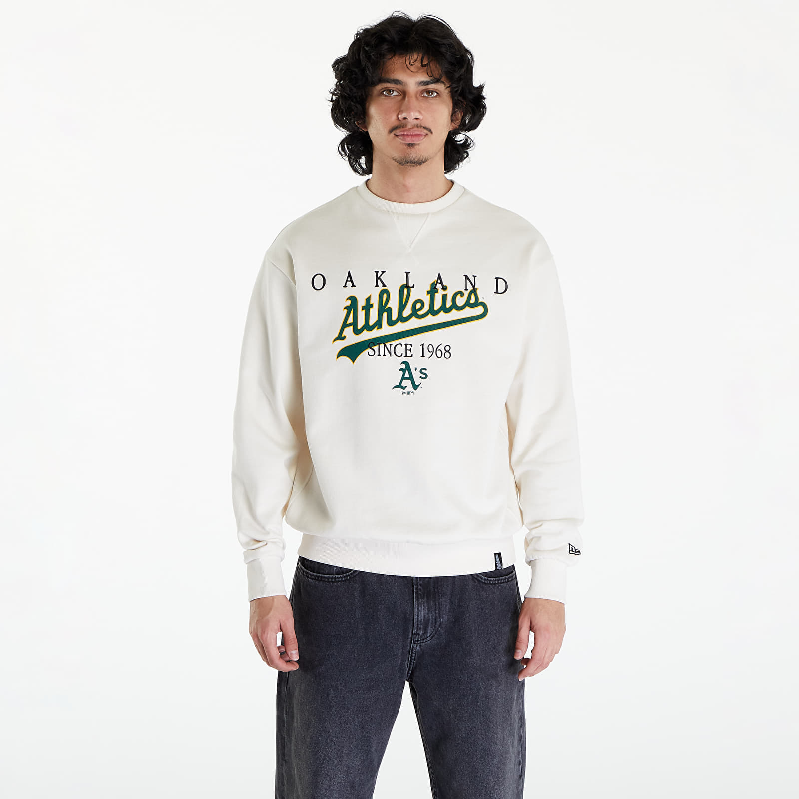 Суитшърти New Era Oakland Athletics MLB Lifestyle Crew Neck Sweatshirt UNISEX Off White/ Dark Green