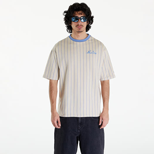 Maglietta New Era Pinstripe Oversized T-Shirt UNISEX Stone/ Copen Blue