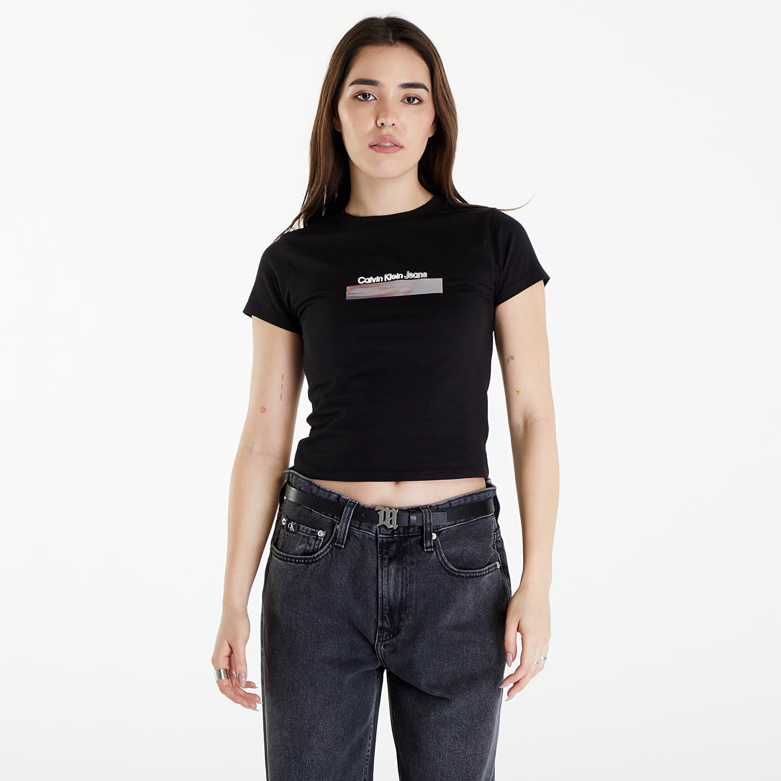 Тениски Calvin Klein Jeans Diffused Box Fitted Short Sleeve Tee Black