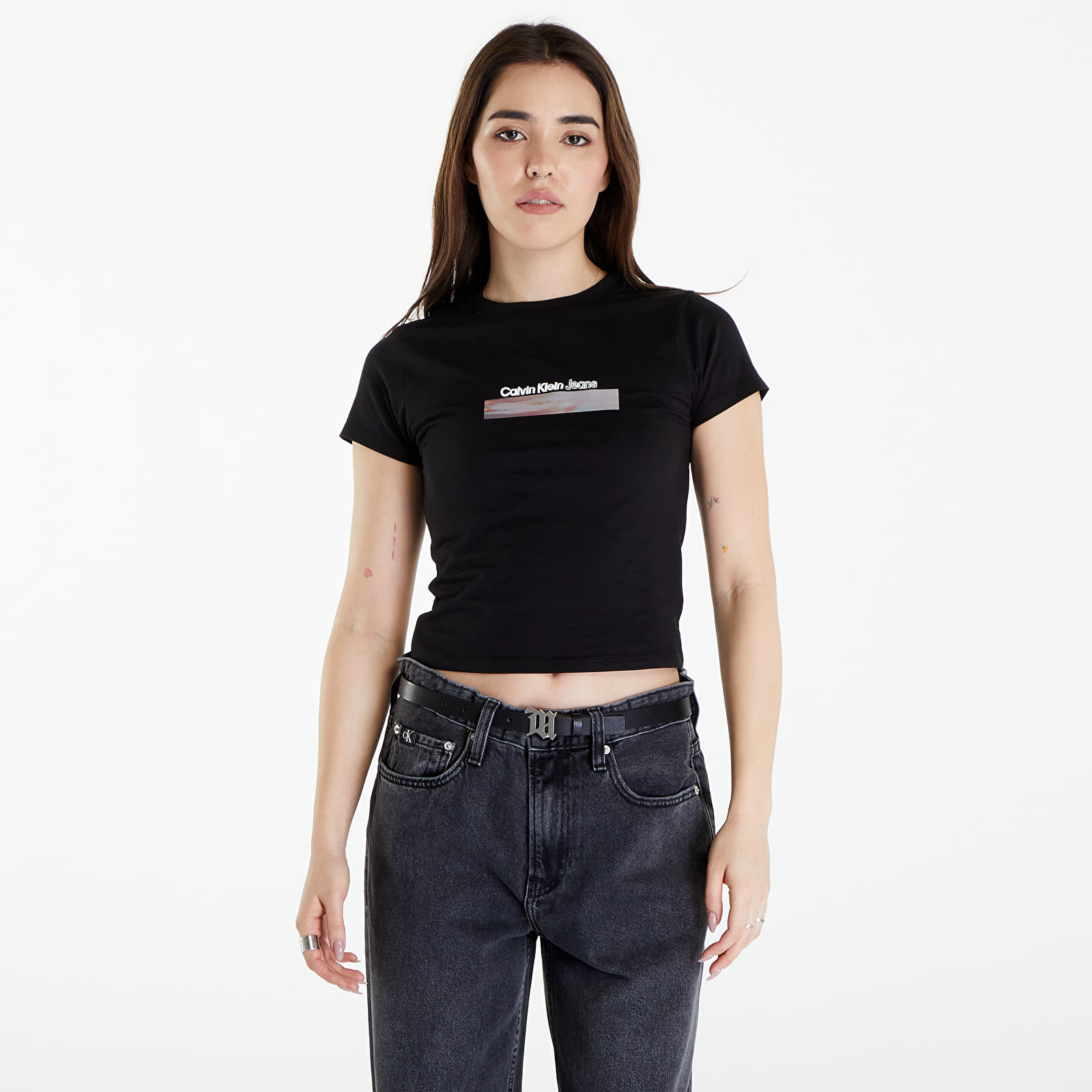 T-Shirts Calvin Klein Jeans Diffused Box Fitted Short Sleeve Tee Black