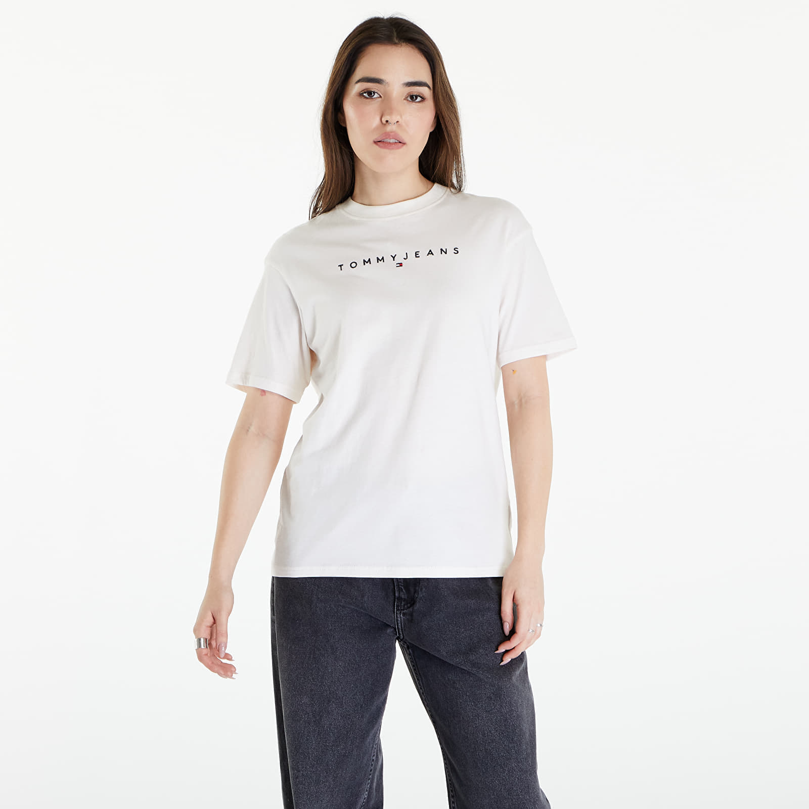 Tommy Hilfiger - Tommy Jeans Relaxed New Linear Short Sleeve Tee Ancient White
