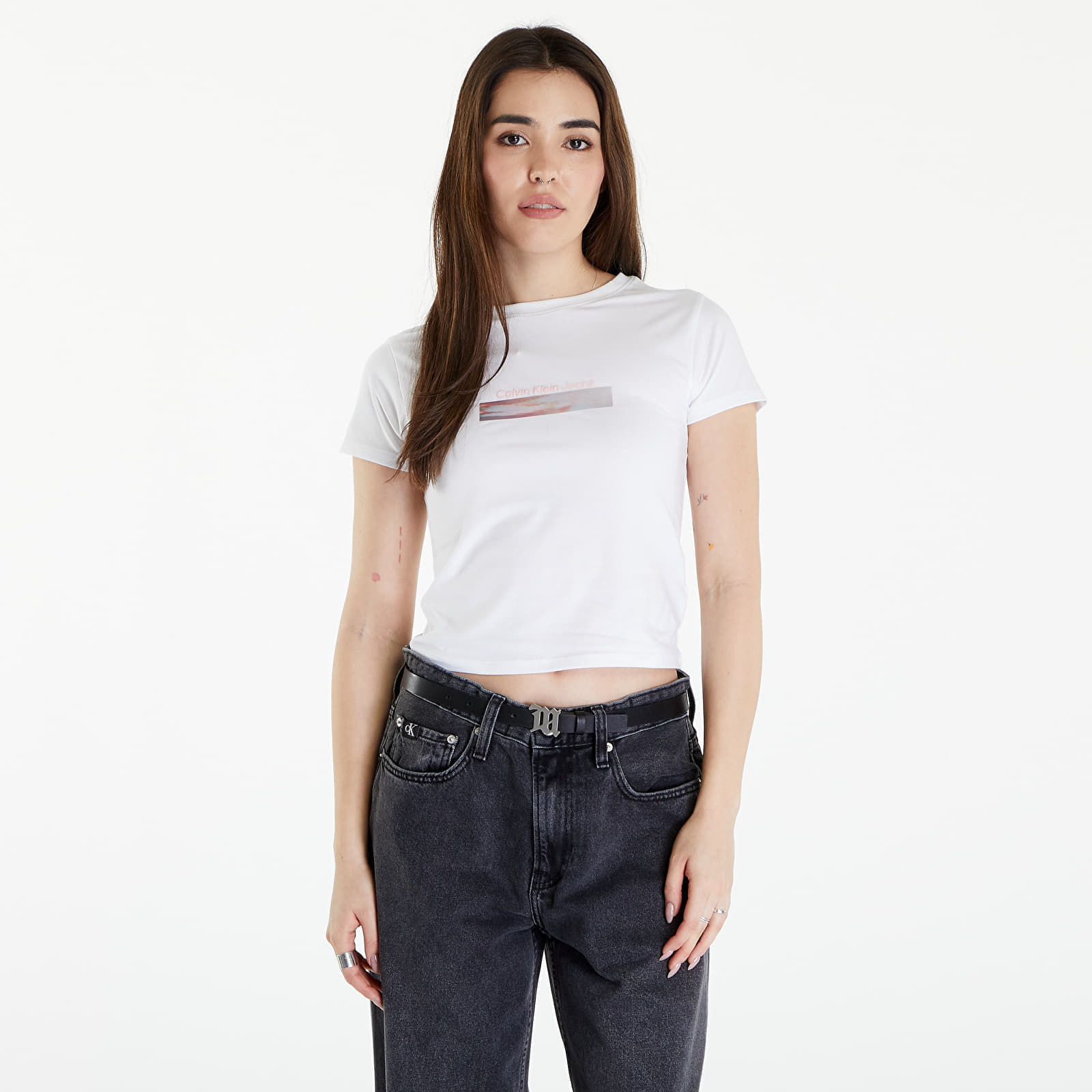 Тениски Calvin Klein Jeans Diffused Box Fitted Short Sleeve Tee Bright White