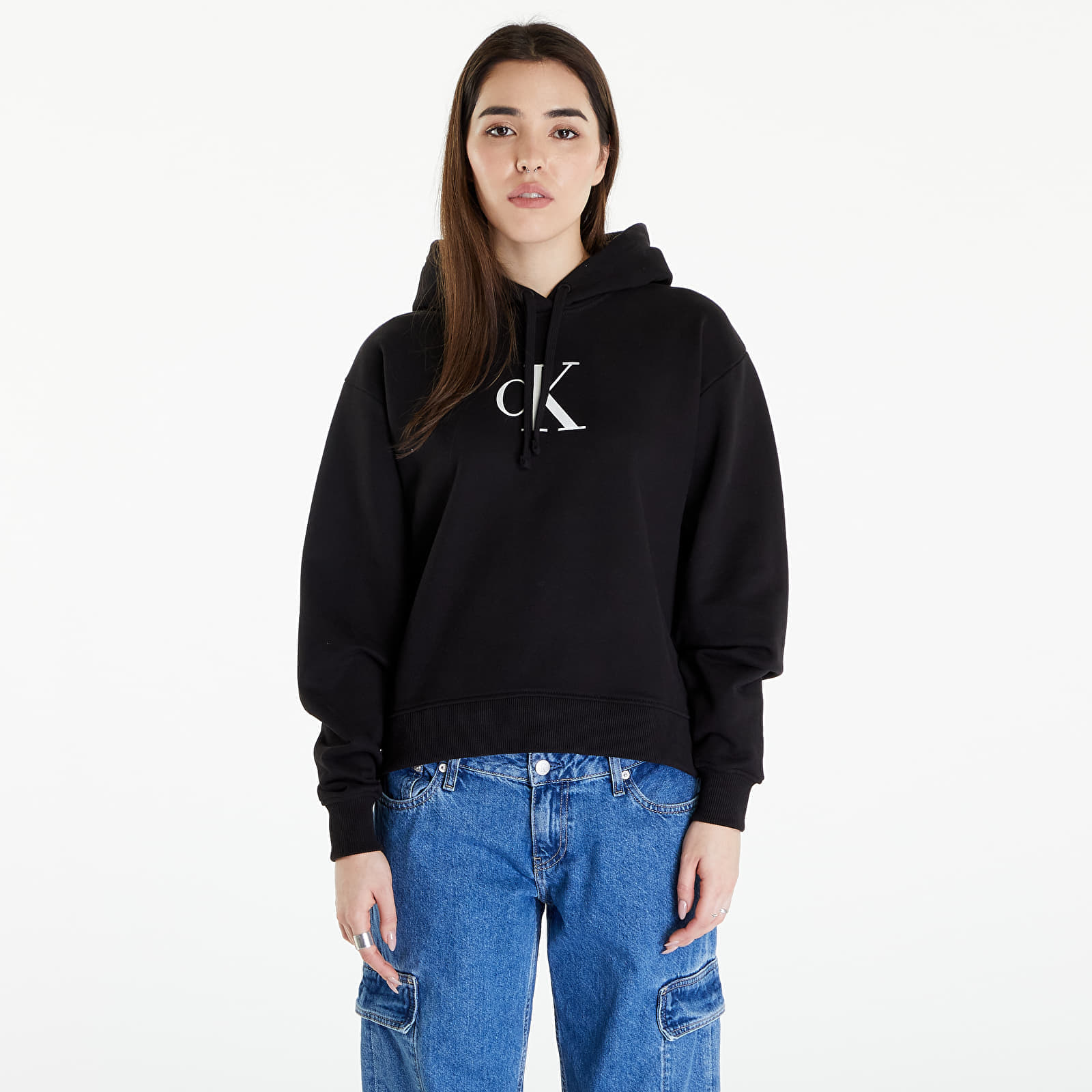 Calvin Klein - jeans satin hoodie black