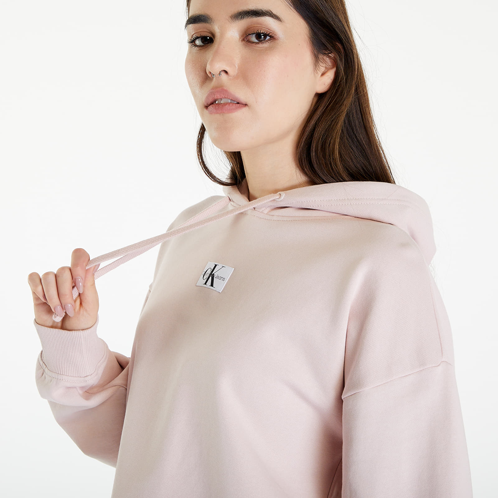 Kapucnis pulóverek és pulcsik Calvin Klein Jeans Woven Label Hoodie Sepia Rose