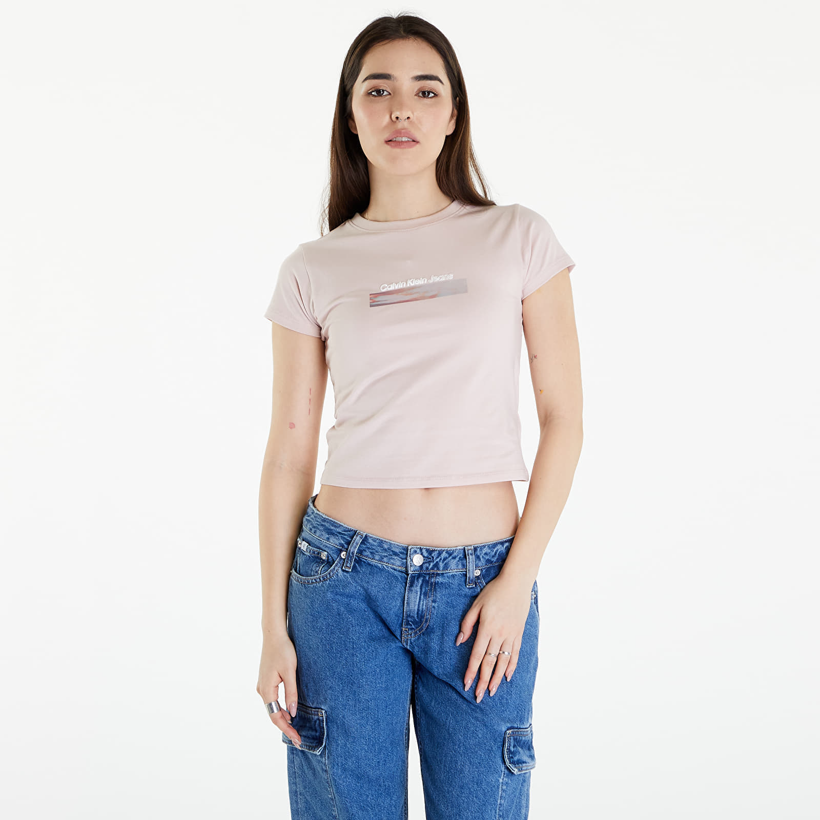 Тениски Calvin Klein Jeans Diffused Box Fitted Short Sleeve Tee Sepia Rose