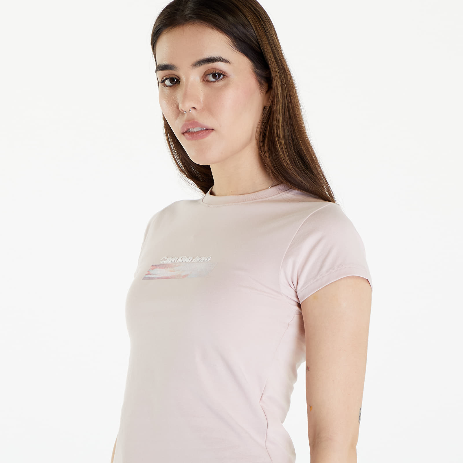 T-paidat Calvin Klein Jeans Diffused Box Fitted Short Sleeve Tee Sepia Rose