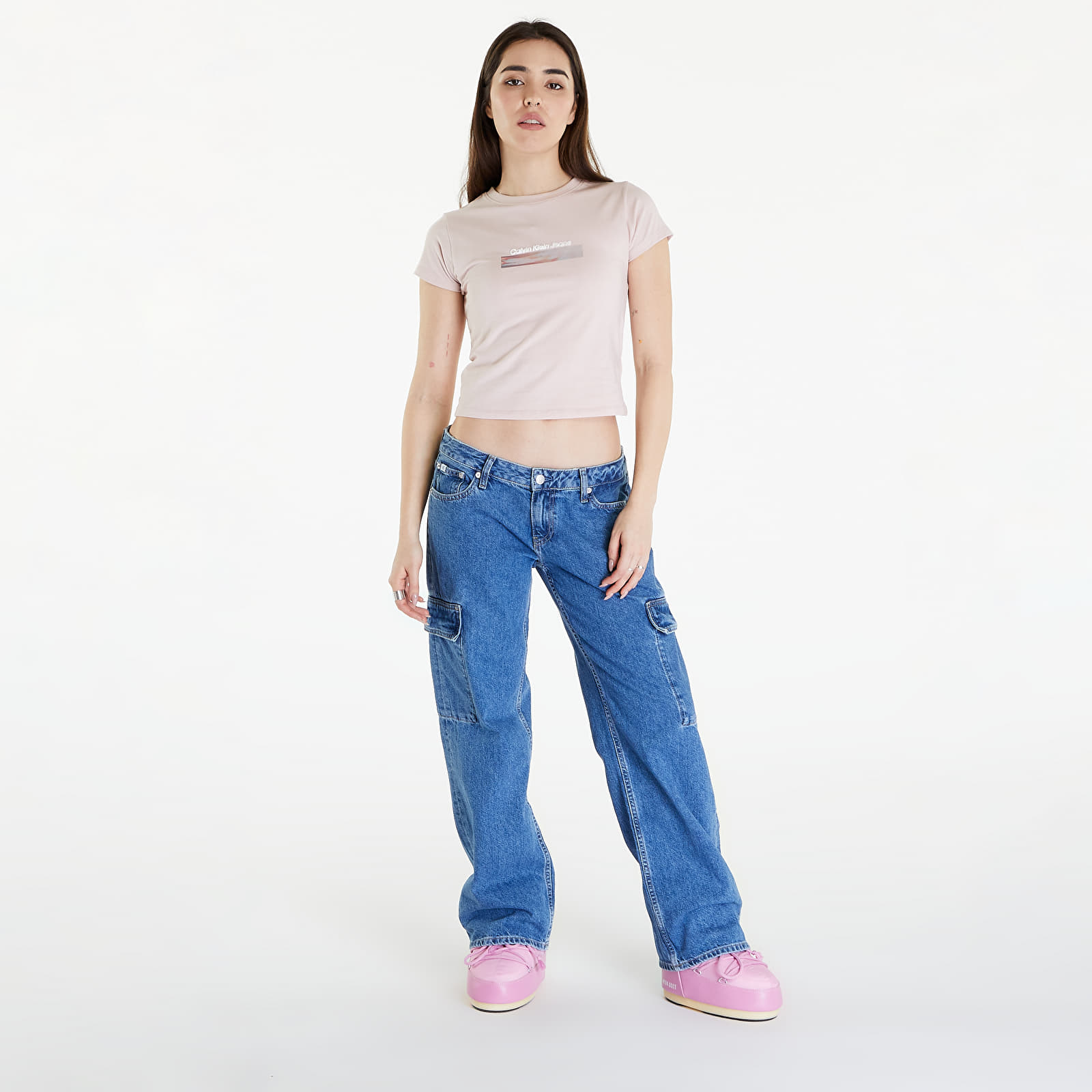 T-paidat Calvin Klein Jeans Diffused Box Fitted Short Sleeve Tee Sepia Rose
