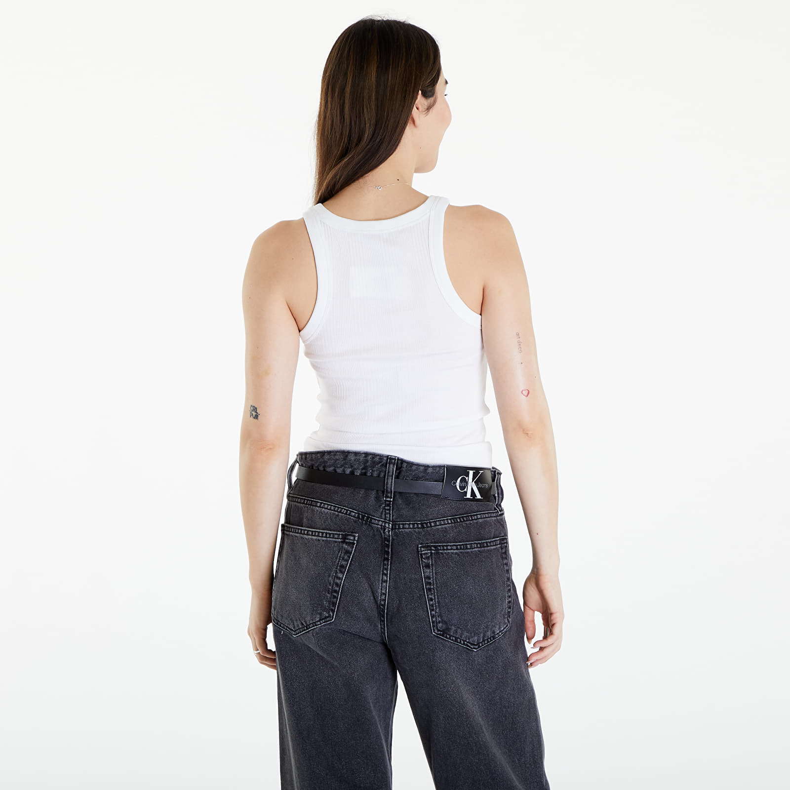Koszulki na ramiączkach Calvin Klein Jeans Variegated Rib Woven Top Bright White