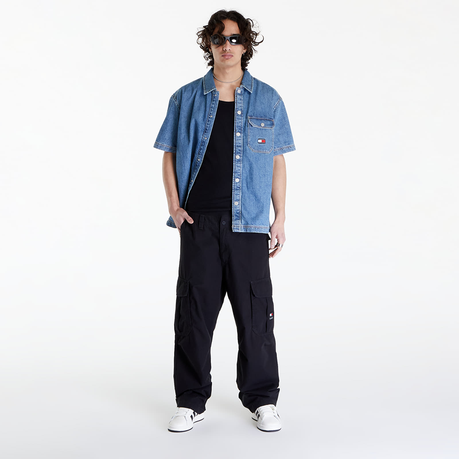 Shirts Tommy Jeans Denim Short Sleeve Overshirt Mid Indigo