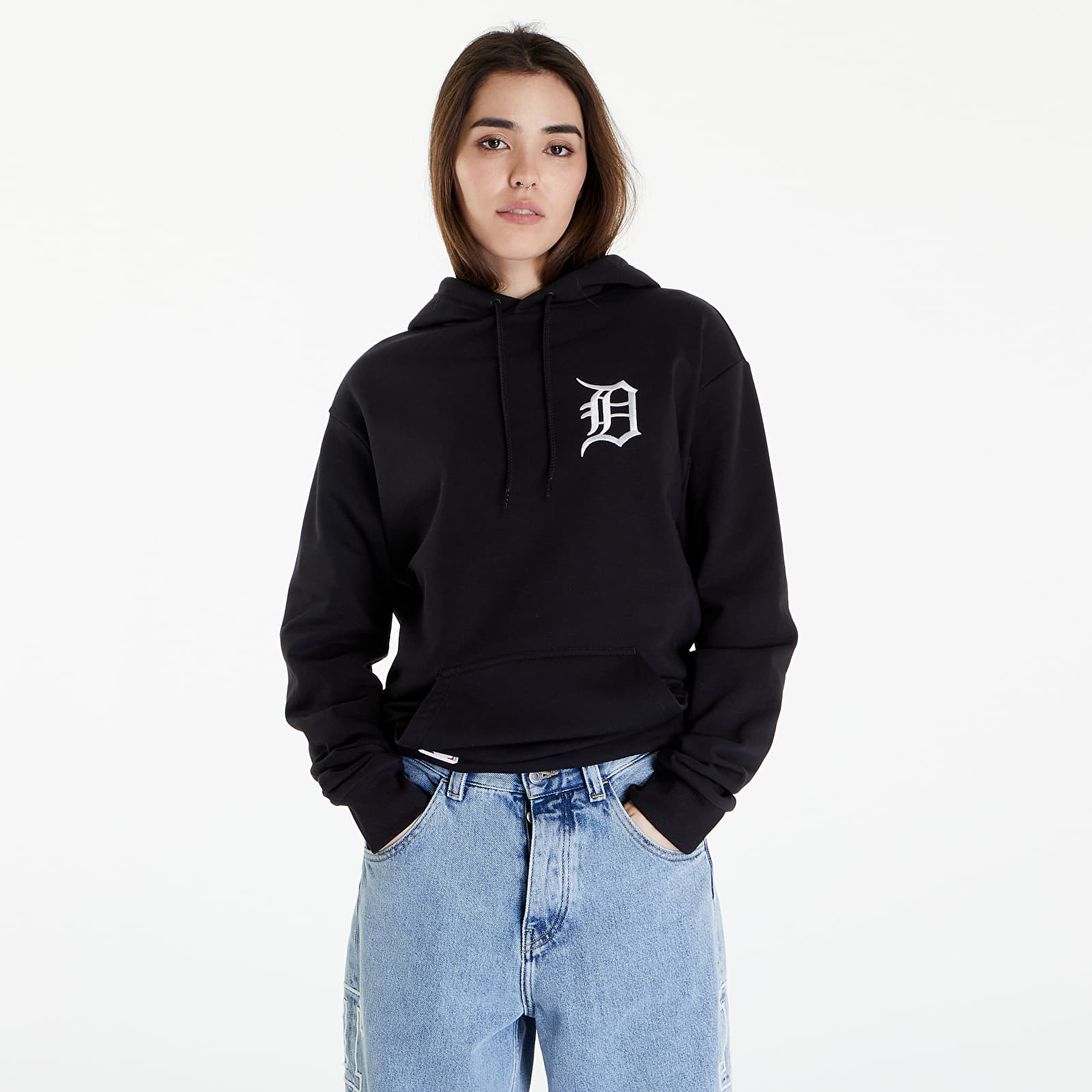 Sweatjacken und Sweatshirts New Era MLB League Essentials OS Hoody Detroit Tigers UNISEX Black/ White