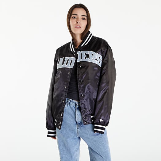 Bomber Jackets New Era Las Vegas Raiders NFL Satin Black Bomber Jacket UNISEX Black White Footshop