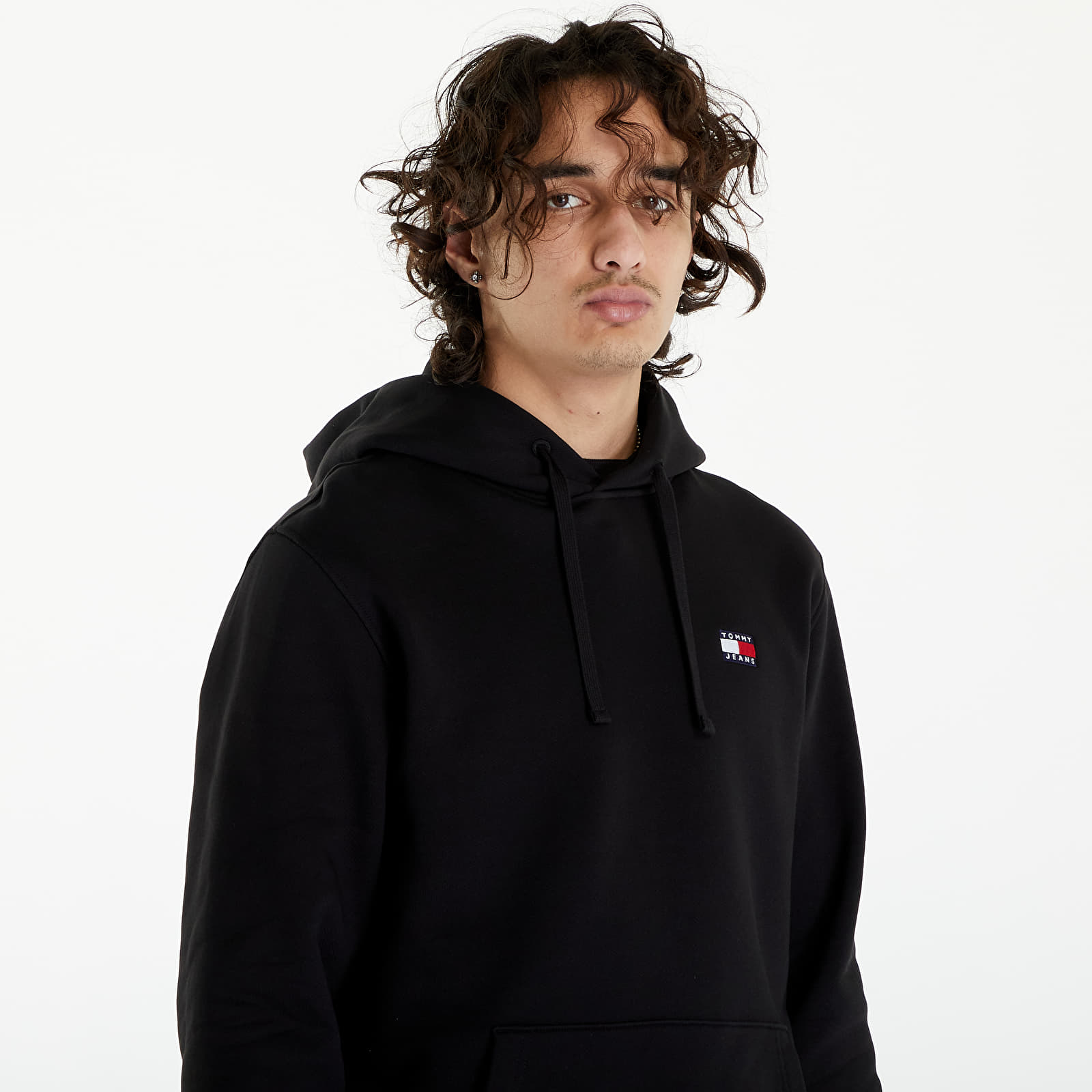 Pánske mikiny Tommy Jeans Reg Badge Hoodie Black
