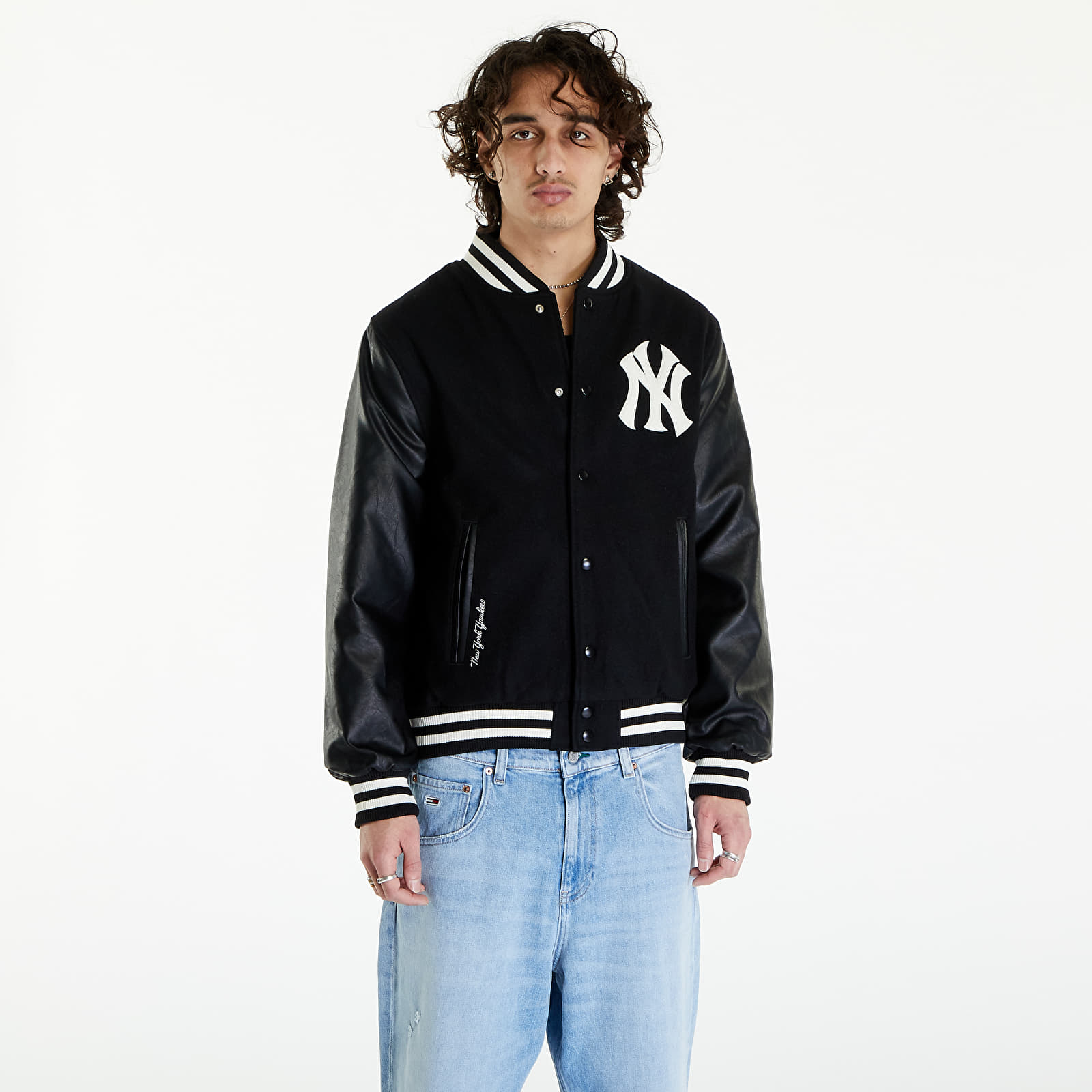 Bombery New Era New York Yankees MLB World Series Varsity Jacket UNISEX Black/ Off White