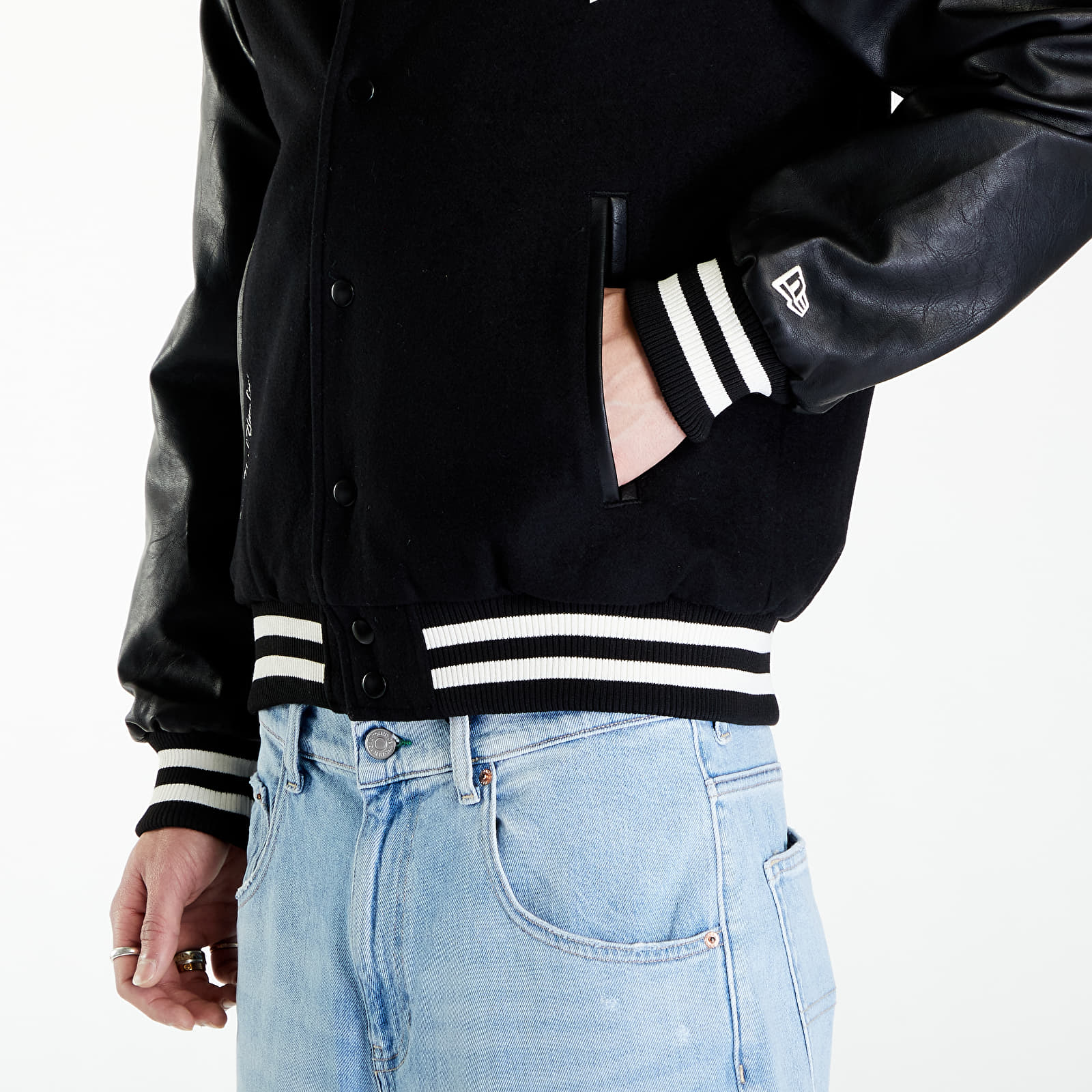 Bombery New Era New York Yankees MLB World Series Varsity Jacket UNISEX Black/ Off White