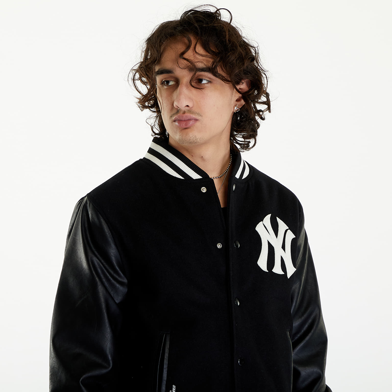 Bombery New Era New York Yankees MLB World Series Varsity Jacket UNISEX Black/ Off White