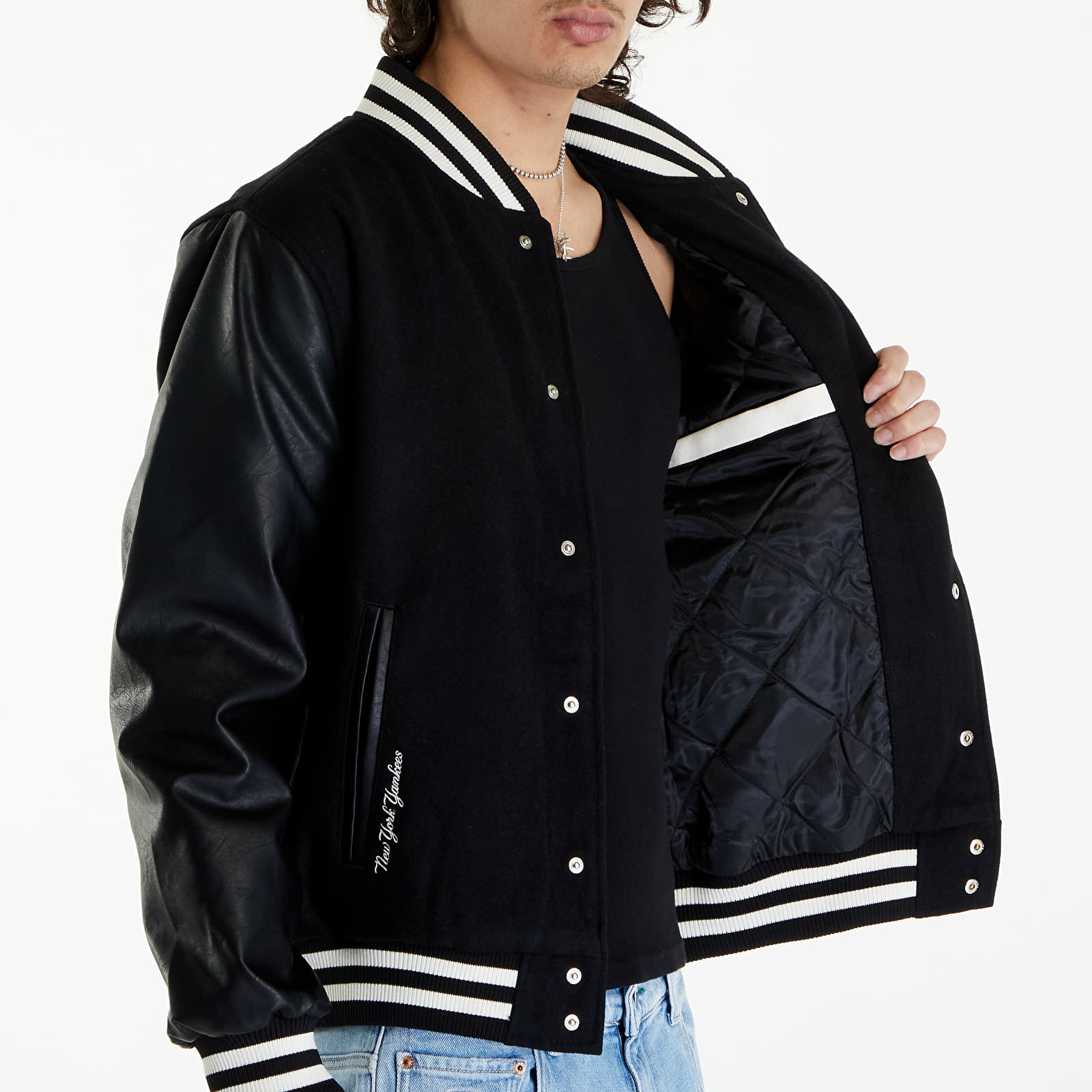 Bombery New Era New York Yankees MLB World Series Varsity Jacket UNISEX Black/ Off White