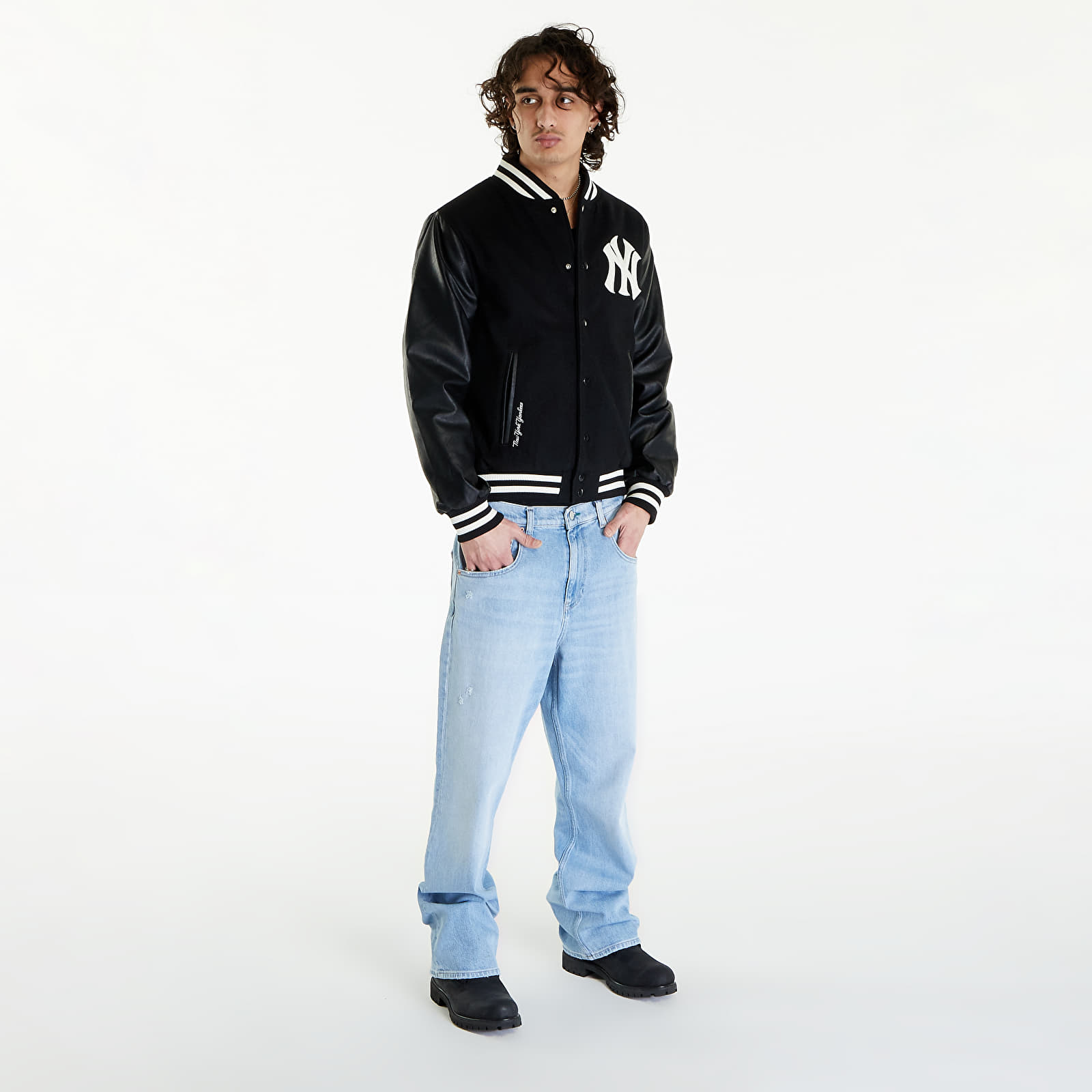 Bombery New Era New York Yankees MLB World Series Varsity Jacket UNISEX Black/ Off White