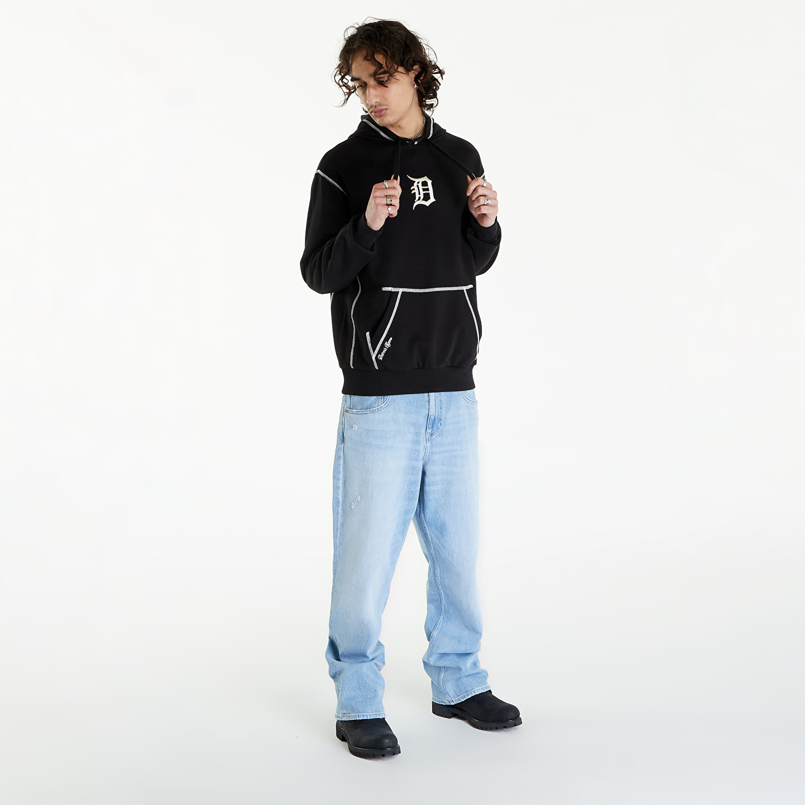 Bluzy New Era Detroit Tigers MLB World Series Oversized Pullover Hoodie UNISEX Black/ Off White