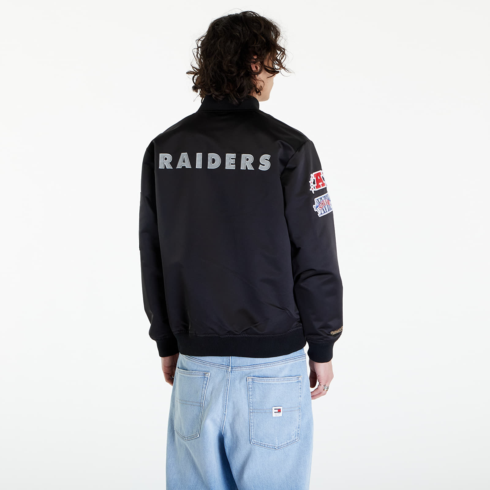 Takit Mitchell & Ness Nfl Lightweight Satin Bomber Vintage Logo Raiders Black